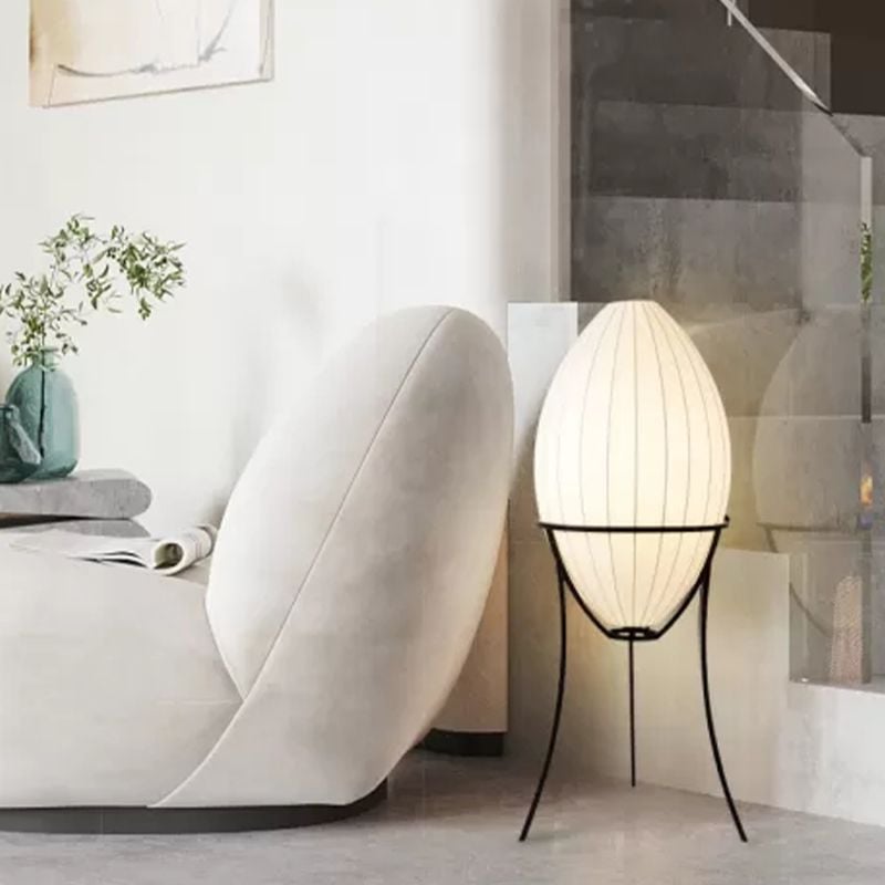 Renée Modern Egg Shaped Fabric & Metal Floor Lamp - Lumpaz