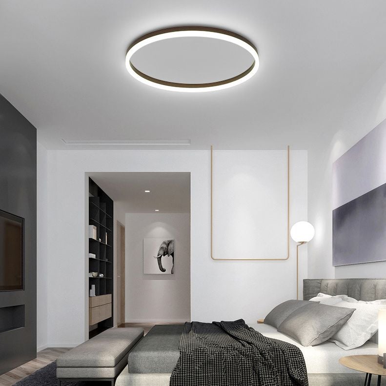 Quinn Minimalist Ring Hollow Metal Flush Mount Ceiling Light, Black - Lumpaz