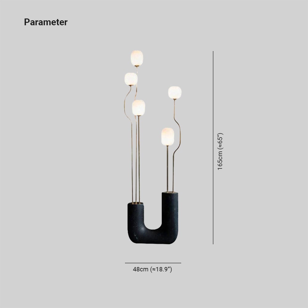 Russo Artistic Ball Glass Metal Floor Lamp, Black/White - Lumpaz