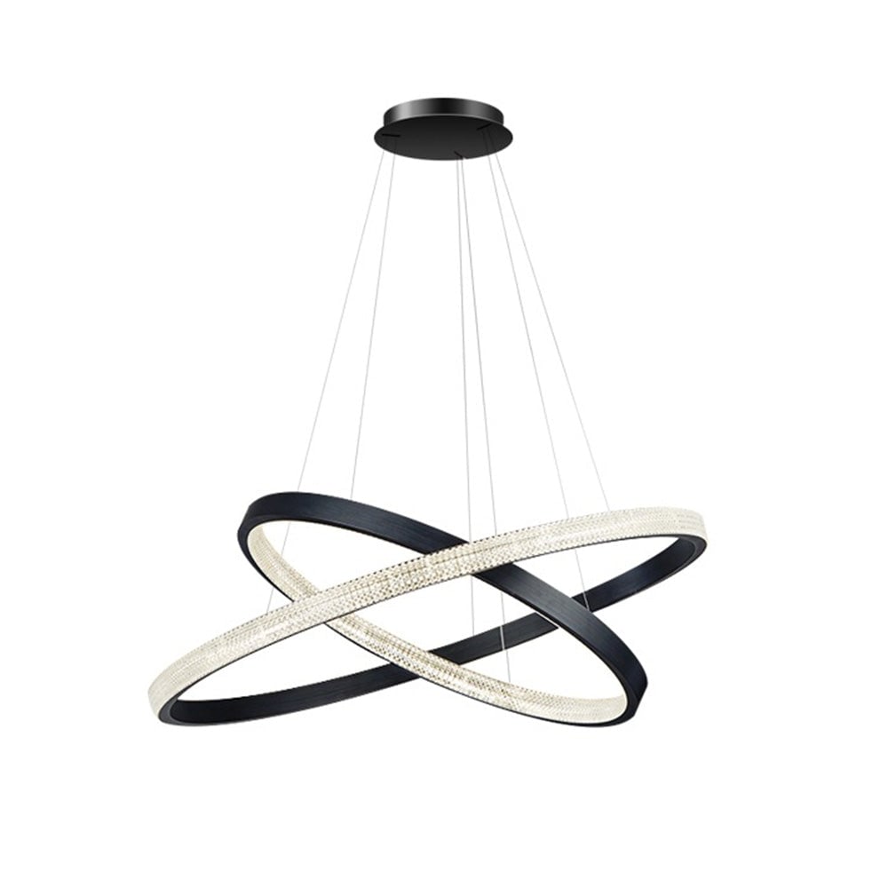 Kirsten Modern Ring Metal/Arcylic LED Pendant Light, Black/Gold - Lumpaz