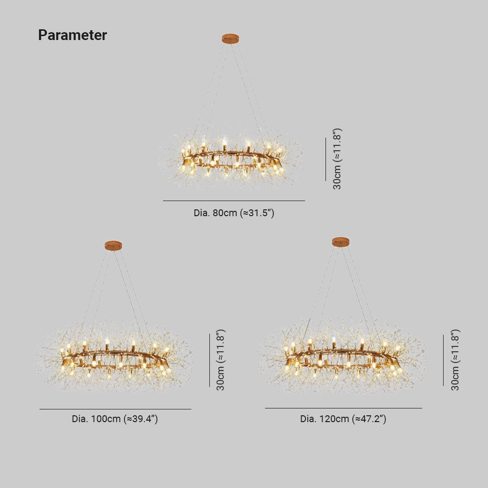 Lili Modern Dandelion LED Pendant Light Gold Metal/Crystal Bedroom/Living Room - Lumpaz