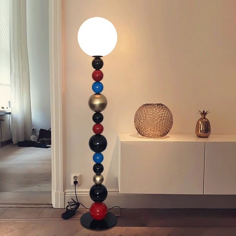 Morandi  Modern Ball Metal Colorful  Floor Lamp, Red/Green - Lumpaz