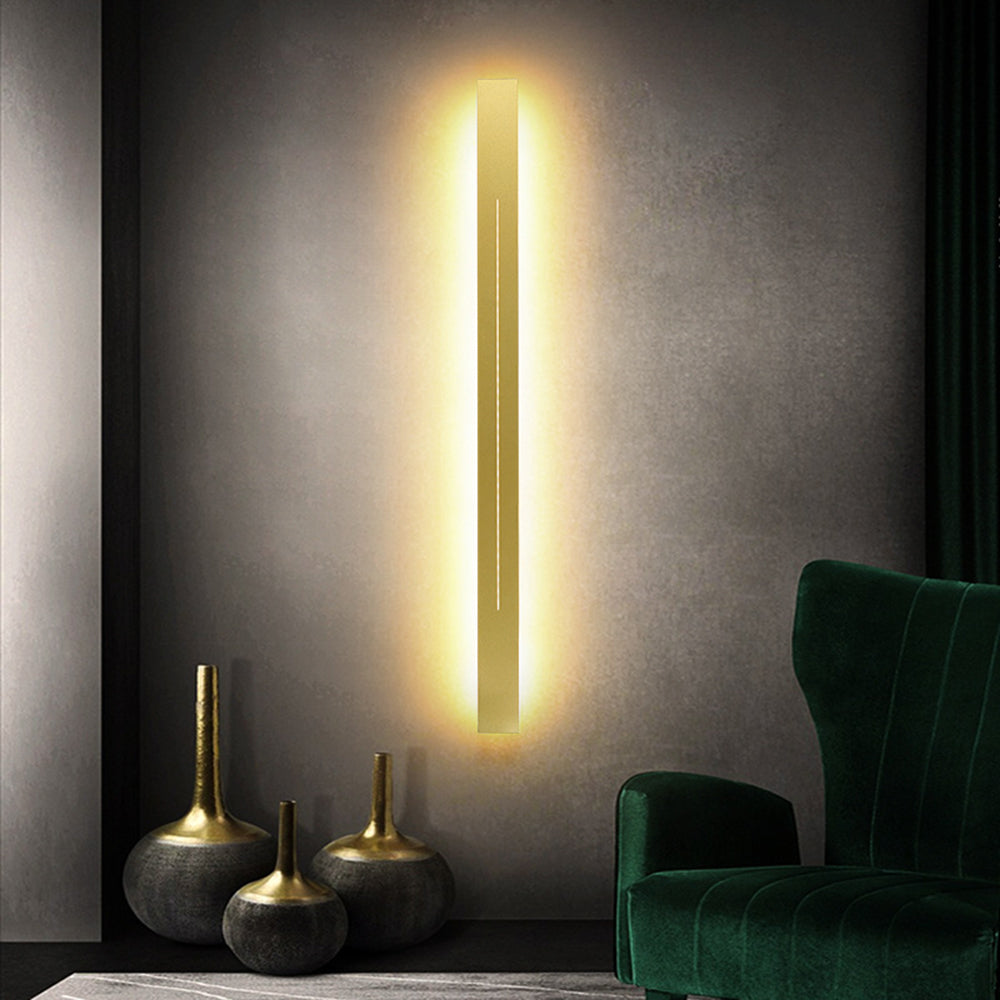 Edge Modern Simple Indoor LED Wall Lamp Black Gold Metal Bedroom - Lumpaz
