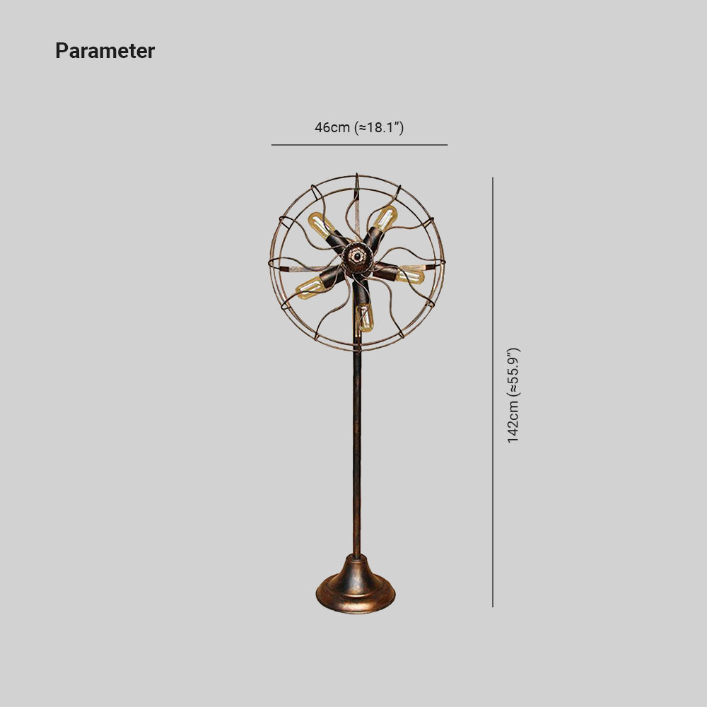 Alessio Creative Vintage Scalloped Design Metal Floor Lamp, Brown - Lumpaz