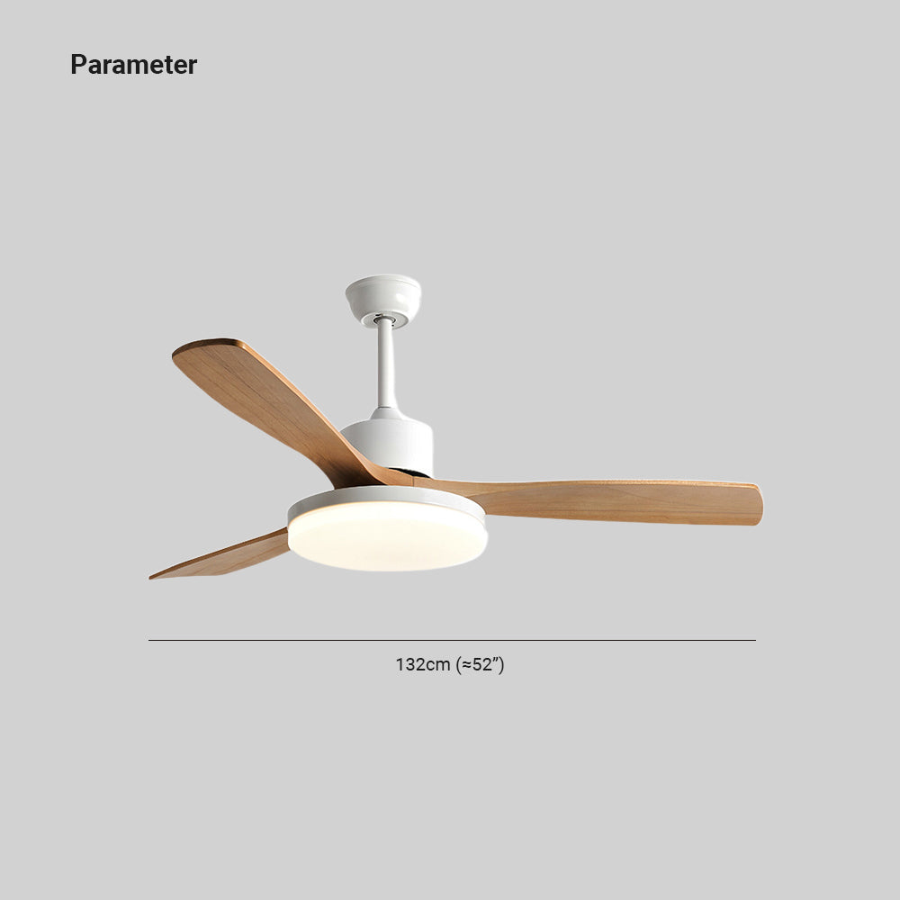 Haydn 3-Blade DC Ceiling Fan Light, Wood & White, Summer, 52'' - Lumpaz