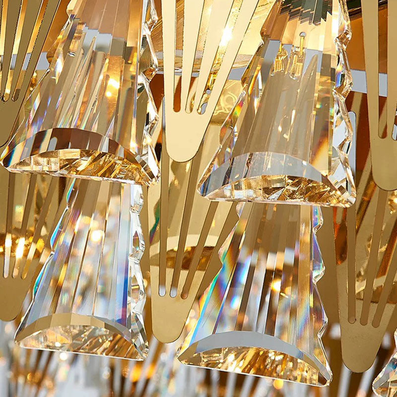 Marilyn Rectangular Luxury Metal Crystal Chandelier, Gold, Small - Lumpaz