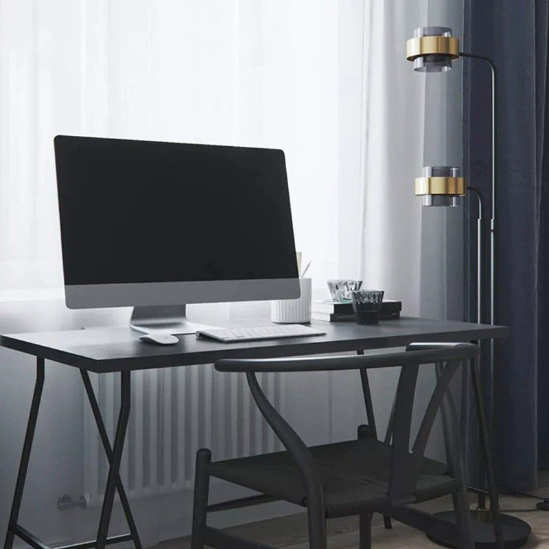 Salgado Modern Double Head Metal Glass Floor Lamp, Black - Lumpaz