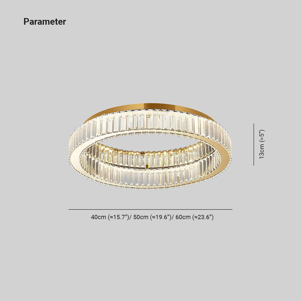 Marliyn Modern Art Deco Circle Crystal/Metal Flush Mount Ceiling Light Gold - Lumpaz