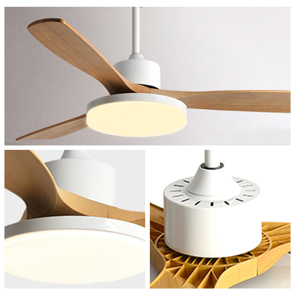 Haydn 3-Blade DC Ceiling Fan Light, Wood & White, Summer, 52'' - Lumpaz