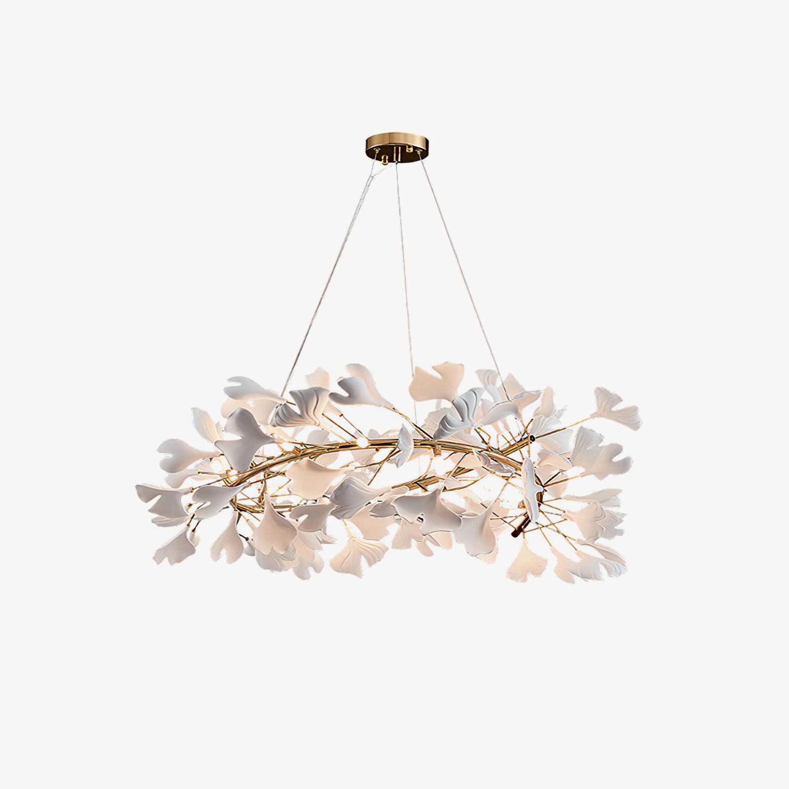 Olivia GinkLuxe Modern Golden LED Chandelier, Metal & Ceramic - Lumpaz