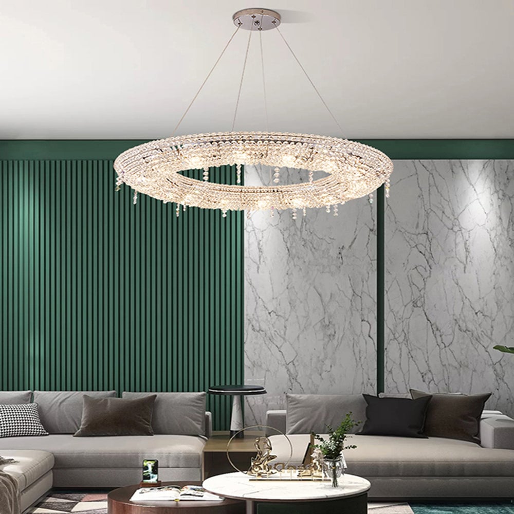 Kristy Luxury Round Crystal Pendant Light for Living Room/Dining Room - Lumpaz