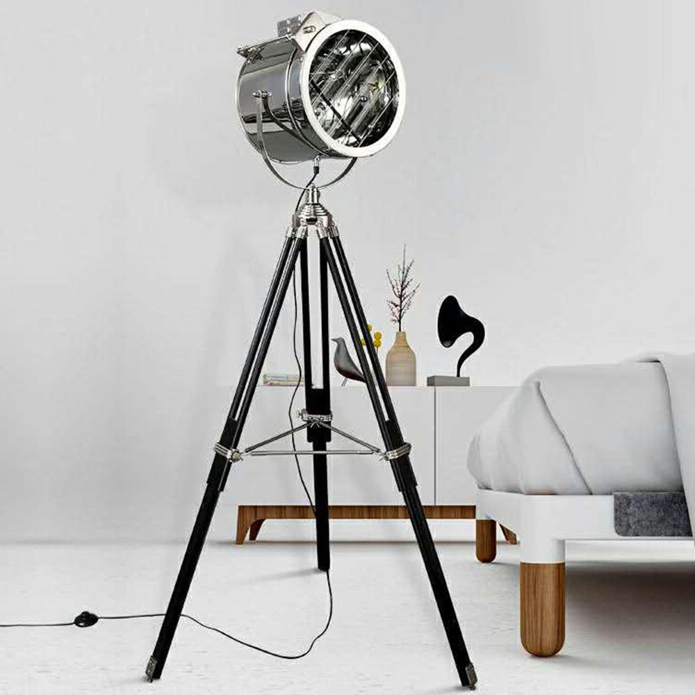 Salgado Retro Tripod Metal Floor Lamp, Silver, Bedroom/Study - Lumpaz