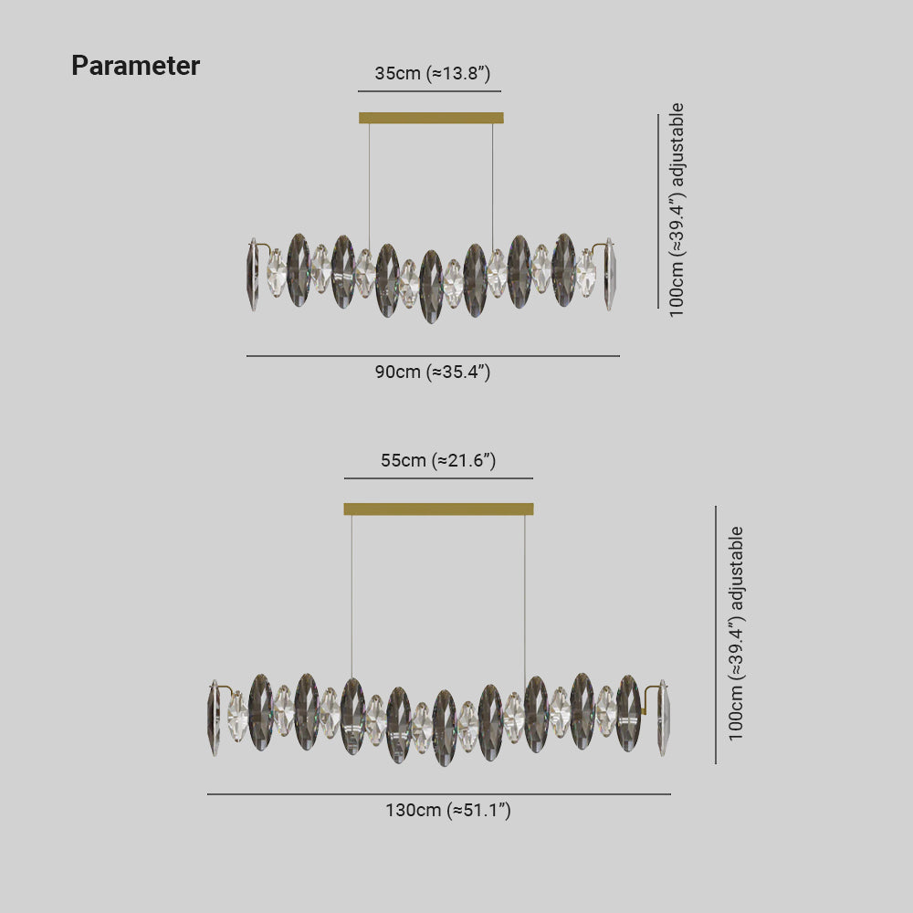 Olivia luxurious Elliptical Glass/Metal Pendant Light Gold - Lumpaz