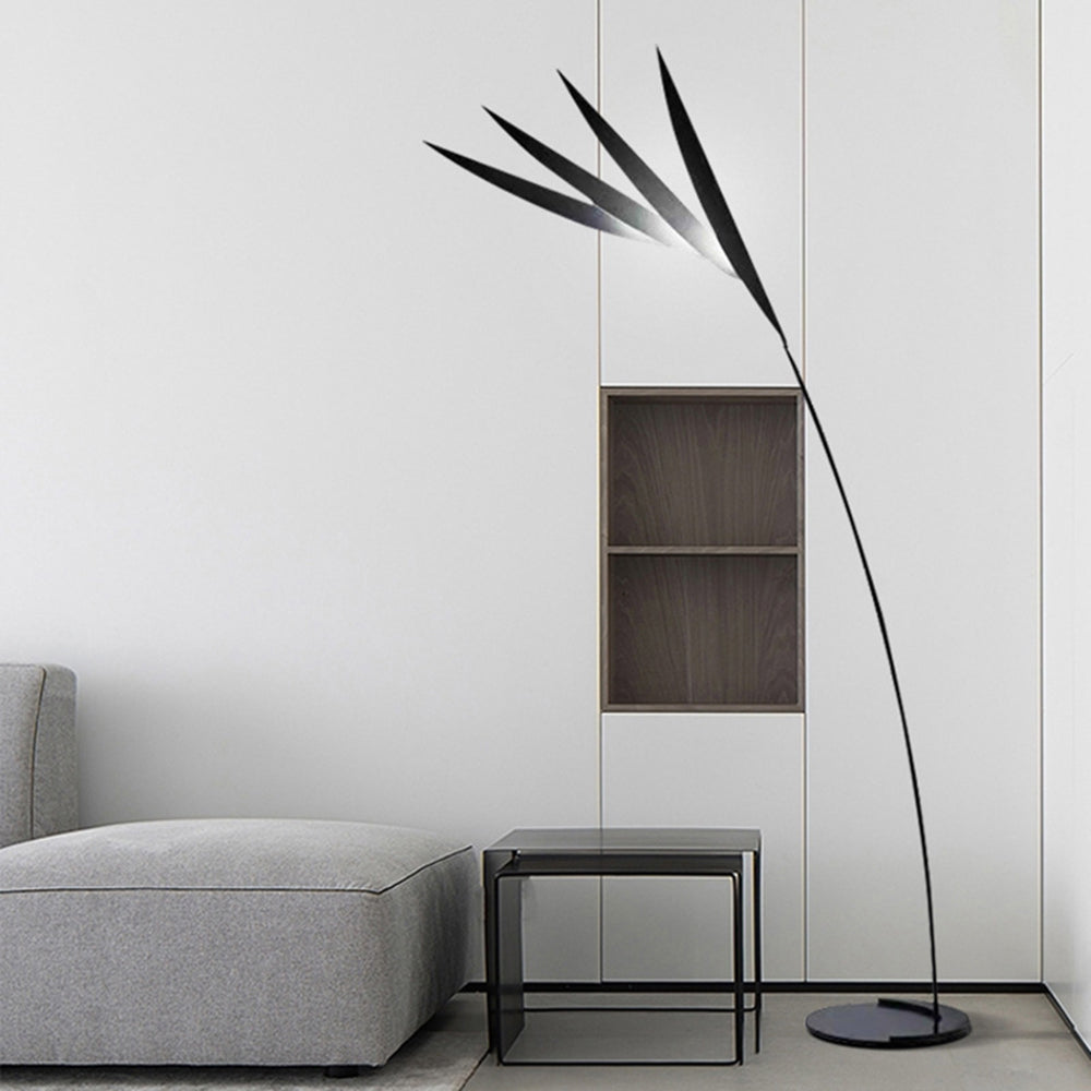 Clifford Modern Leaf Floor Lamp, Black, Metal, Living Room - Lumpaz