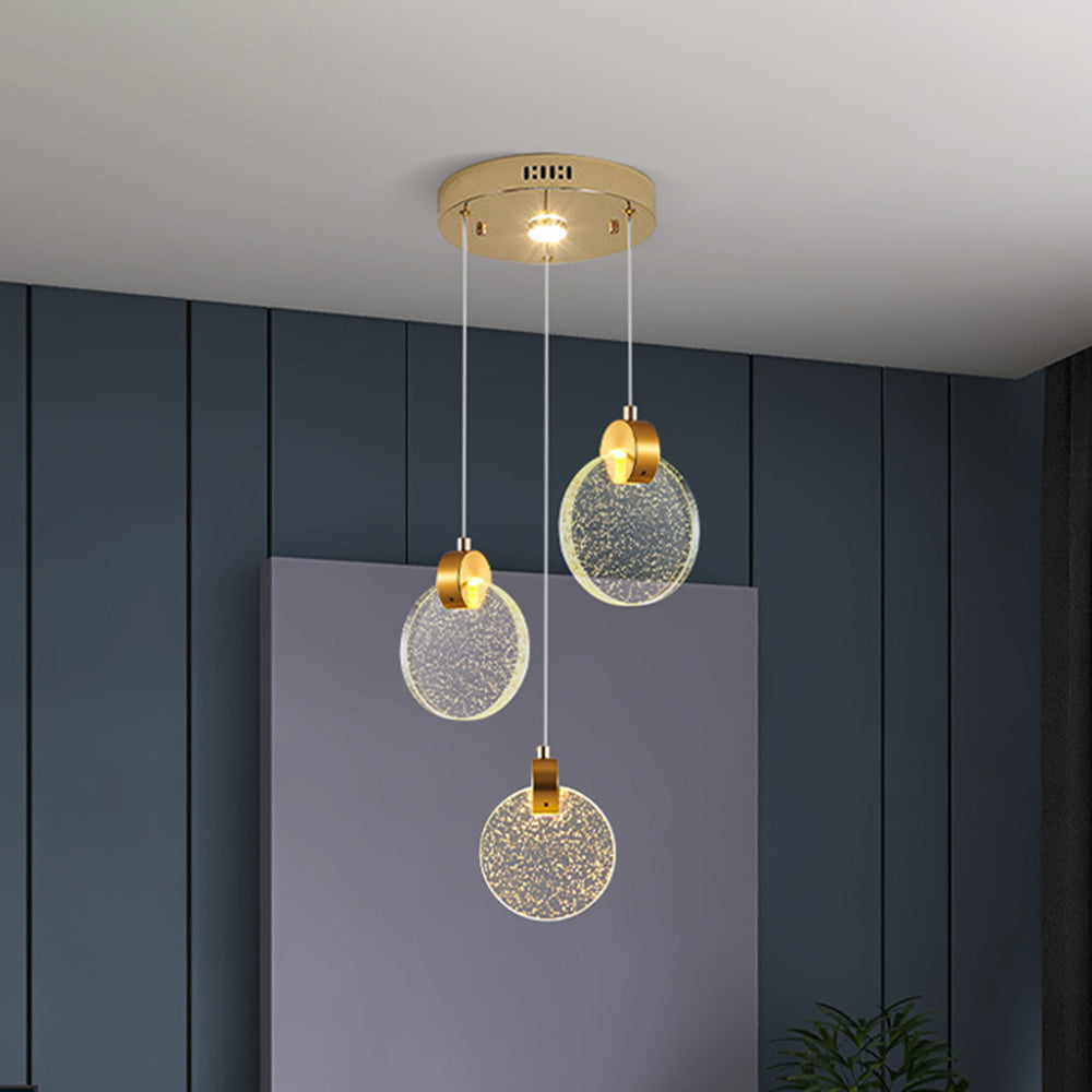 Kristy Minimalist Round  Metal/Crystal Chandelier, Gold - Lumpaz
