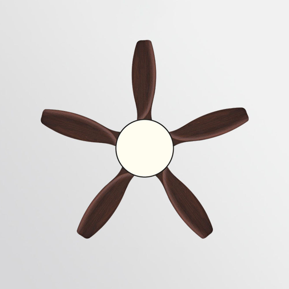 Ozawa Basic White & Black 5-Blade DC Ceiling Fan with Light, Wooden, 51'' - Lumpaz