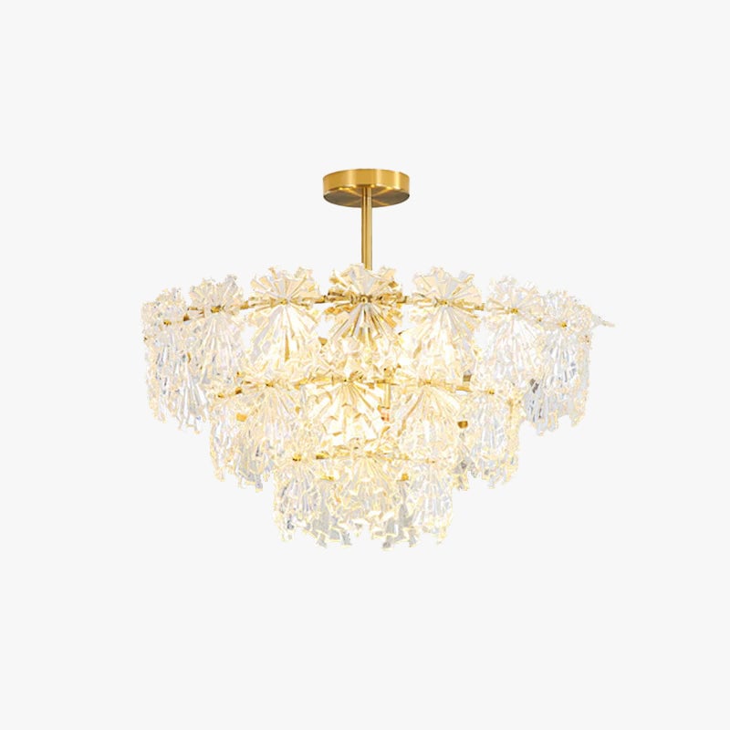 Marilyn Elegant Gold Pendant Light 3 Rings, Metal/Glass - Lumpaz