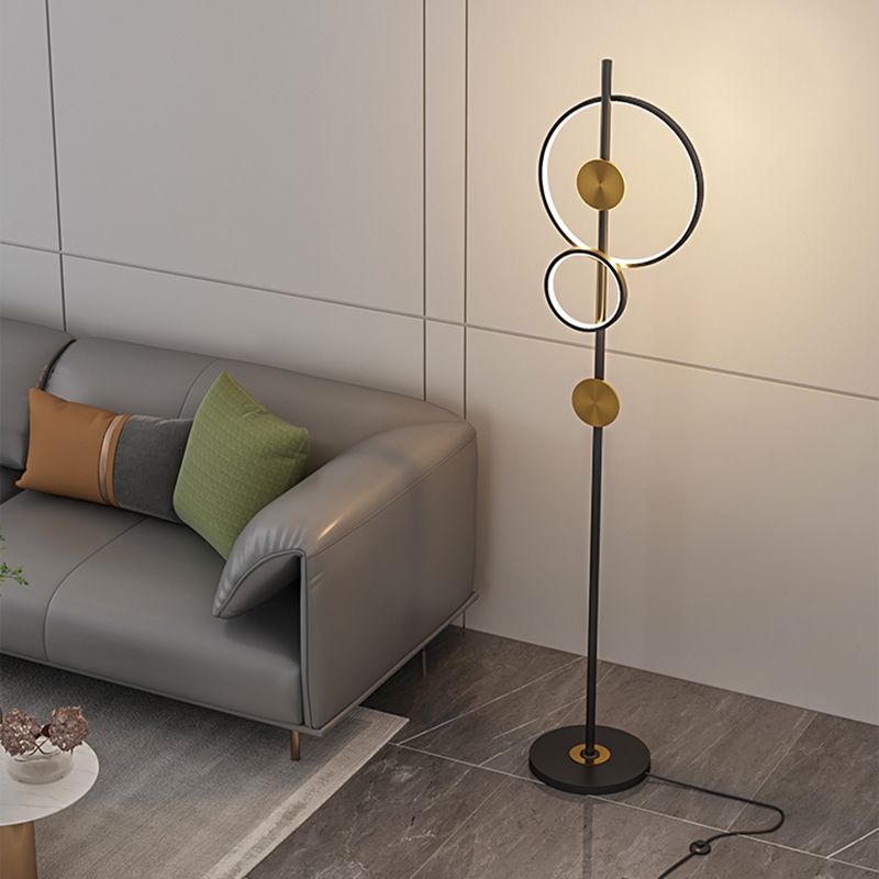 Arisha Modern Ring Design Floor Lamp, Black&Gold - Lumpaz