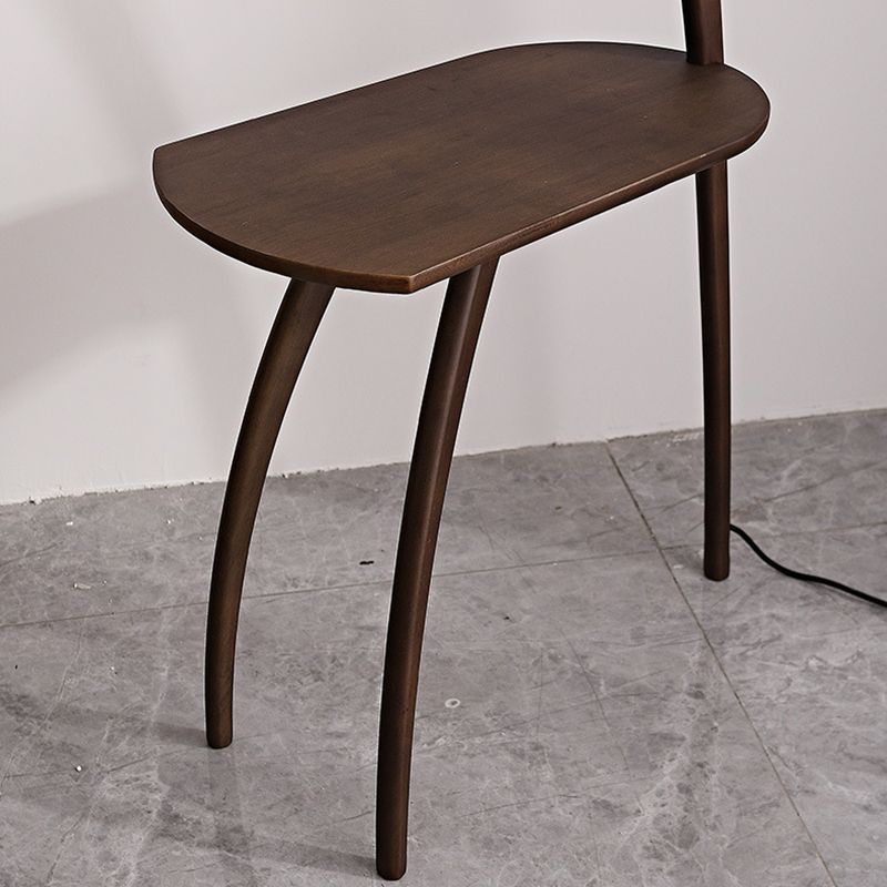 Ozawa Modern Dome Tripod Wood Glass Floor Lamp /w Table, Brown - Lumpaz