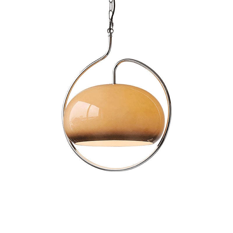 Hailie Retro Glass Pendant Light, Brown/White - Lumpaz