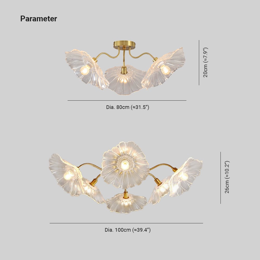 Hailie Modern Flower Ceiling Light  Metal/Glass Clear/Pink Bedroom - Lumpaz