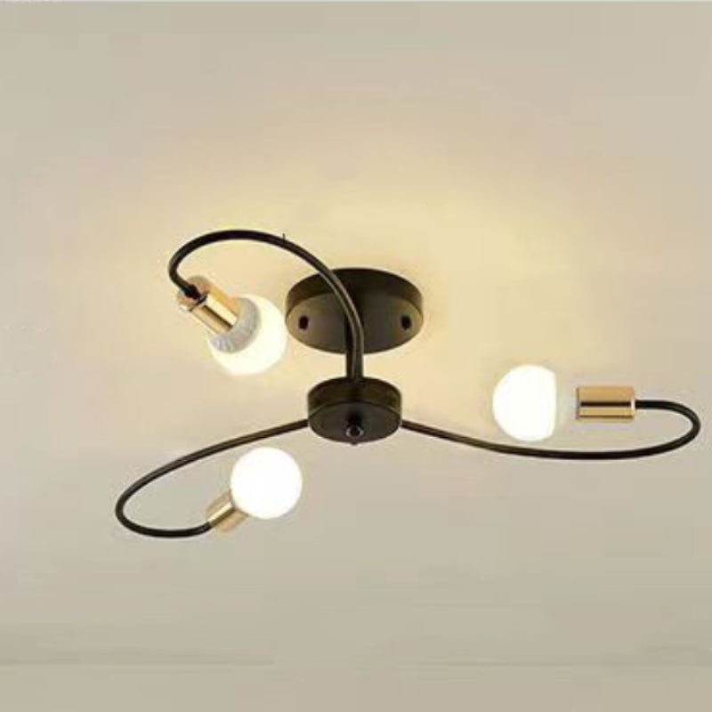 Valentina Modern Metal Flush Mount Ceiling Light, Black/Gold - Lumpaz