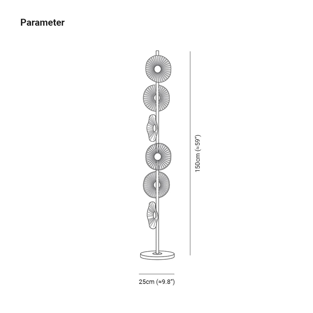 Carins Floor Lamp Creative Circle Modern, Acrylic, White/Gold, Bedroom - Lumpaz