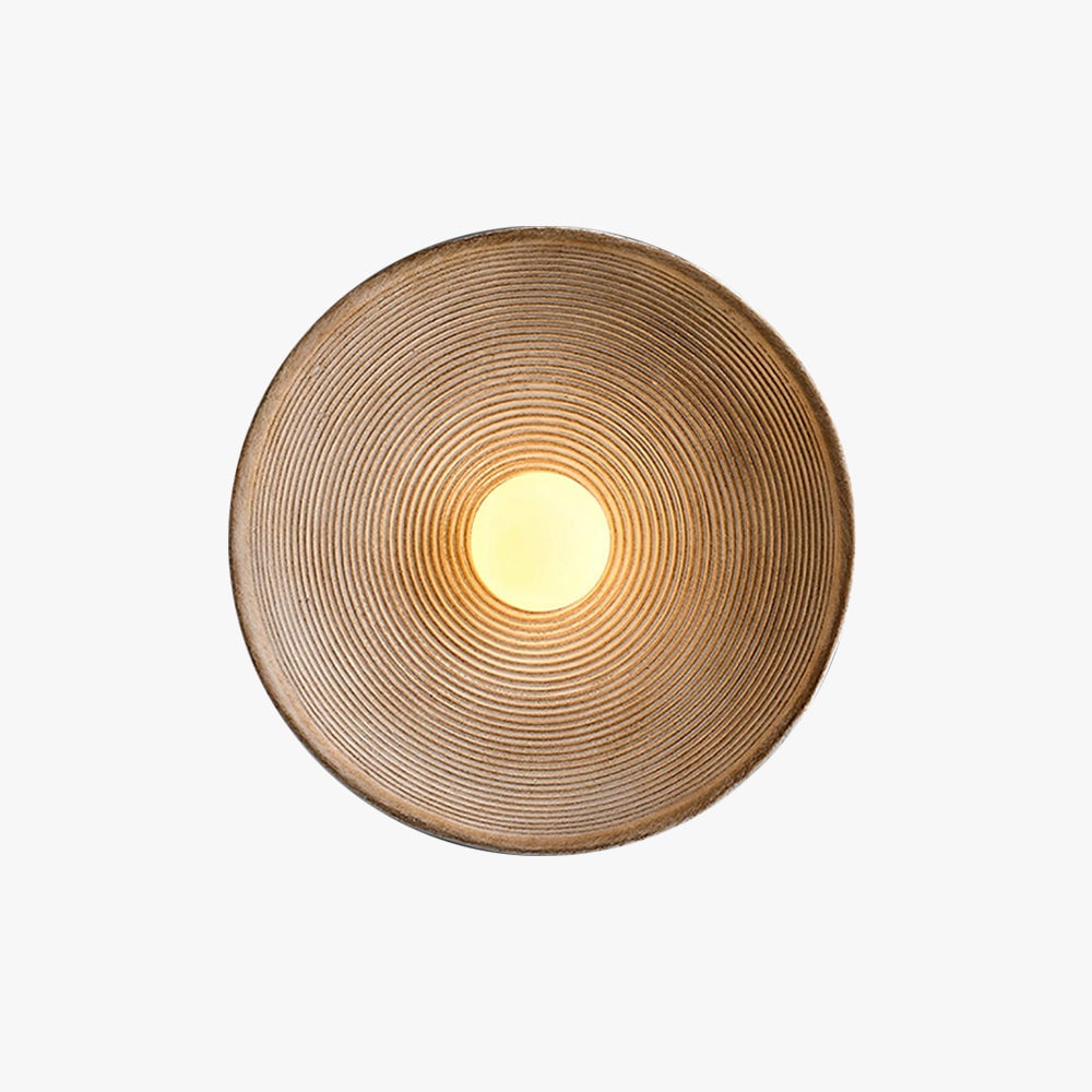 Elif Modern Round Indoor Wall Lamp Wood/White/Green Bedroom Living Room - Lumpaz