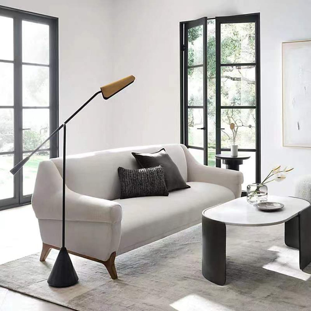 Salgado Minimalist Triangle Head LED Floor Lamp, Marble & Metal - Lumpaz