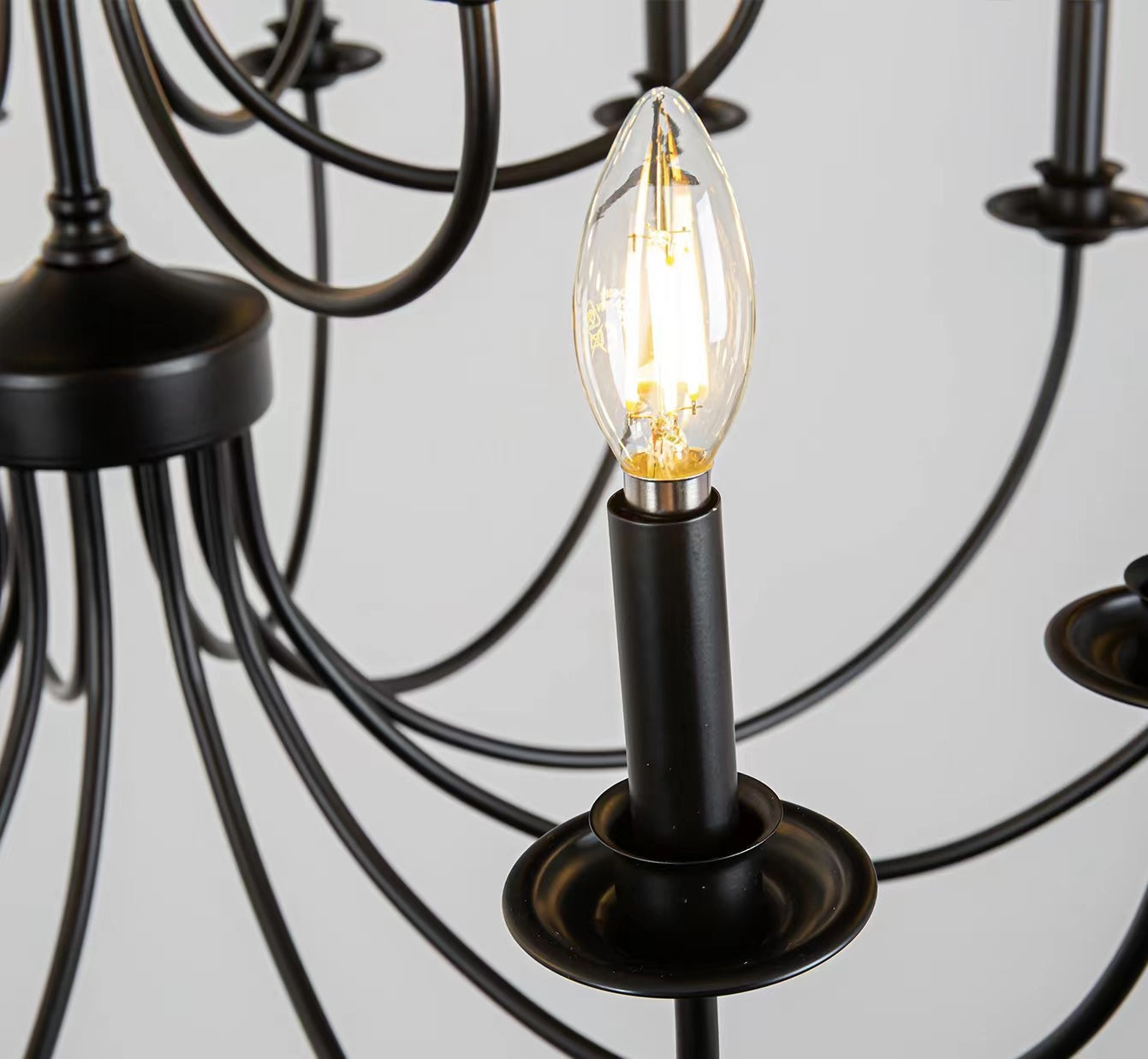 Silva LED Chandelier Black Metal Bedroom Living Room Ding Room - Lumpaz