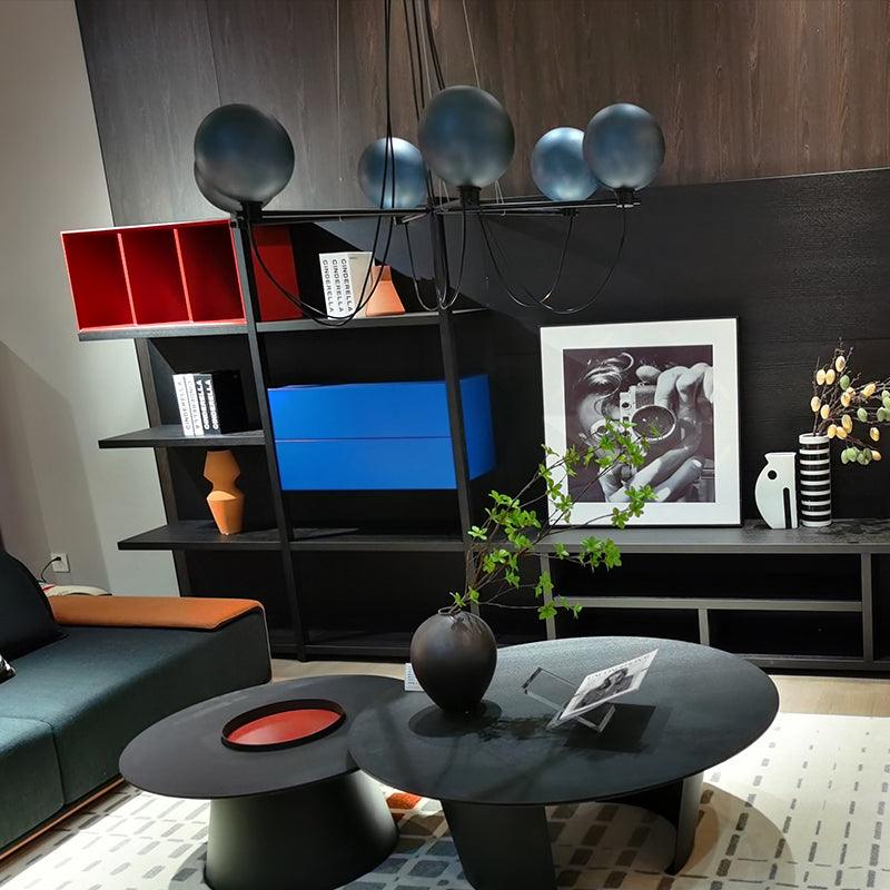 Valentina Nordic Modern Glass Ball Chandelier, Smoke Gray/Blue - Lumpaz