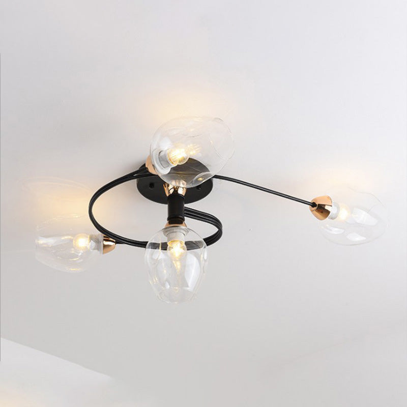 Valentina Flush Mount Ceiling Light, Glass, Black/Gold, Dining Room - Lumpaz
