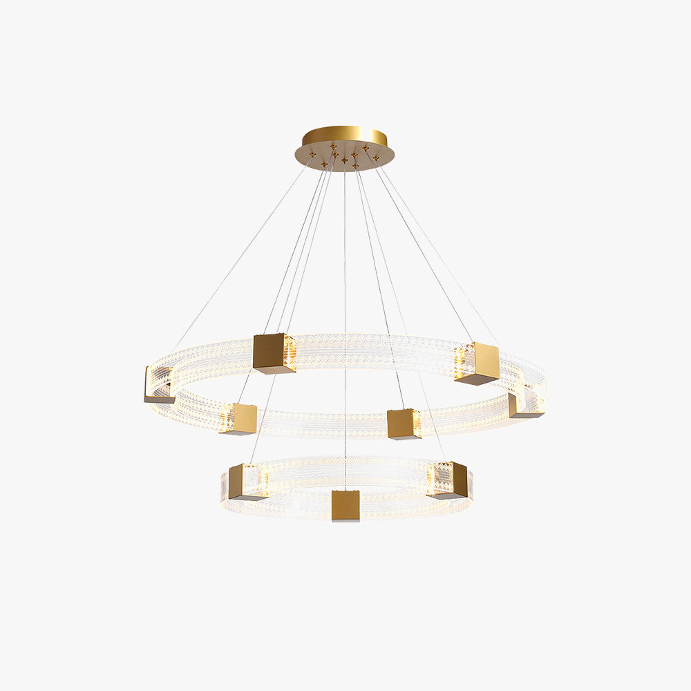 Evette Modern Round/Oval Acrylic/Metal Pendant Light, Gold - Lumpaz