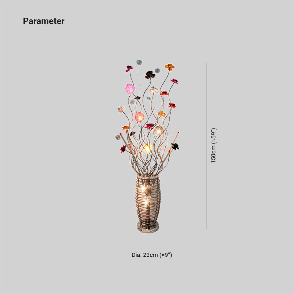 Bella Art Deco Flower Vase Silver Metal Floor Lamp - Lumpaz