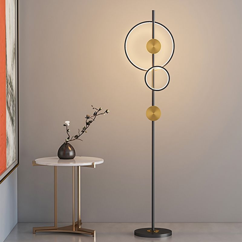 Arisha Modern Ring Design Floor Lamp, Black&Gold - Lumpaz