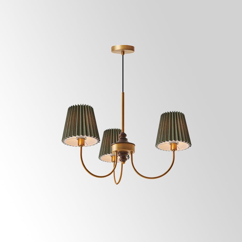 Eryn Modern Retro Metal/Fabric Chandelier, White/Green - Lumpaz