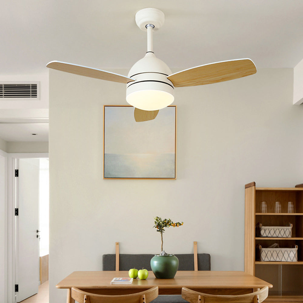 Haydn Modern Wood DC Ceiling Fan with Light, Black & White, 2 Color, 42'' - Lumpaz