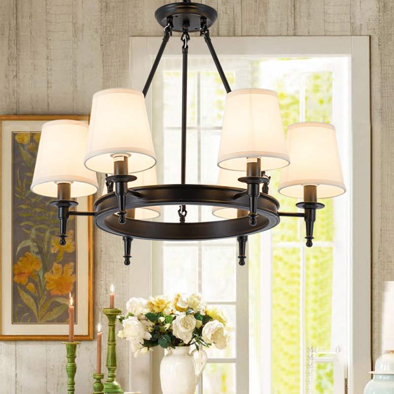 Alessio Vintage Ring Metal/Fabric Chandelier, Black/Copper - Lumpaz