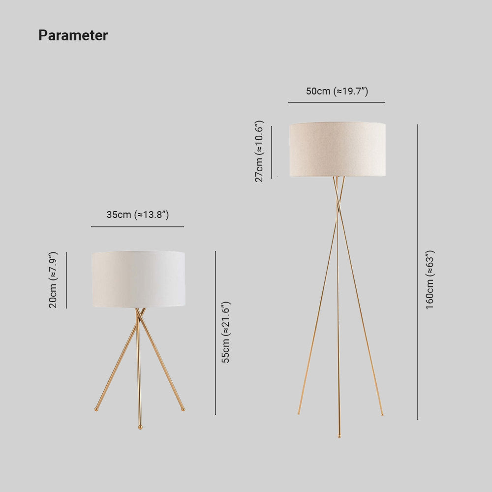 Baines Modern Tripod Floor & Table Lamp, Fabric - Lumpaz