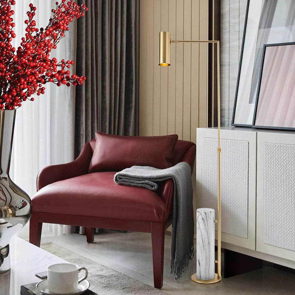 Salgado Minimalistic Gold Floor Lamp, Metal & Marble, Living room - Lumpaz