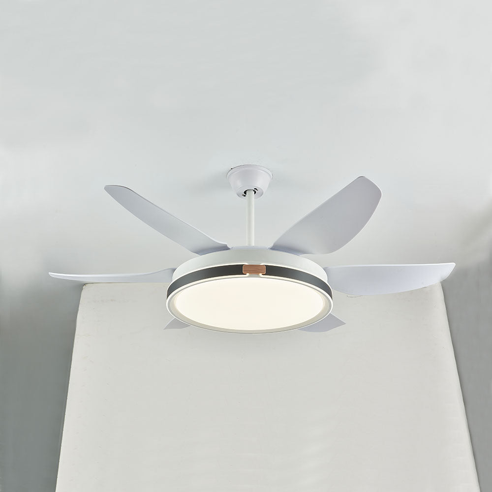 Haydn Modern 6-Blade DC Ceiling Fan with Light, White, 51'' - Lumpaz