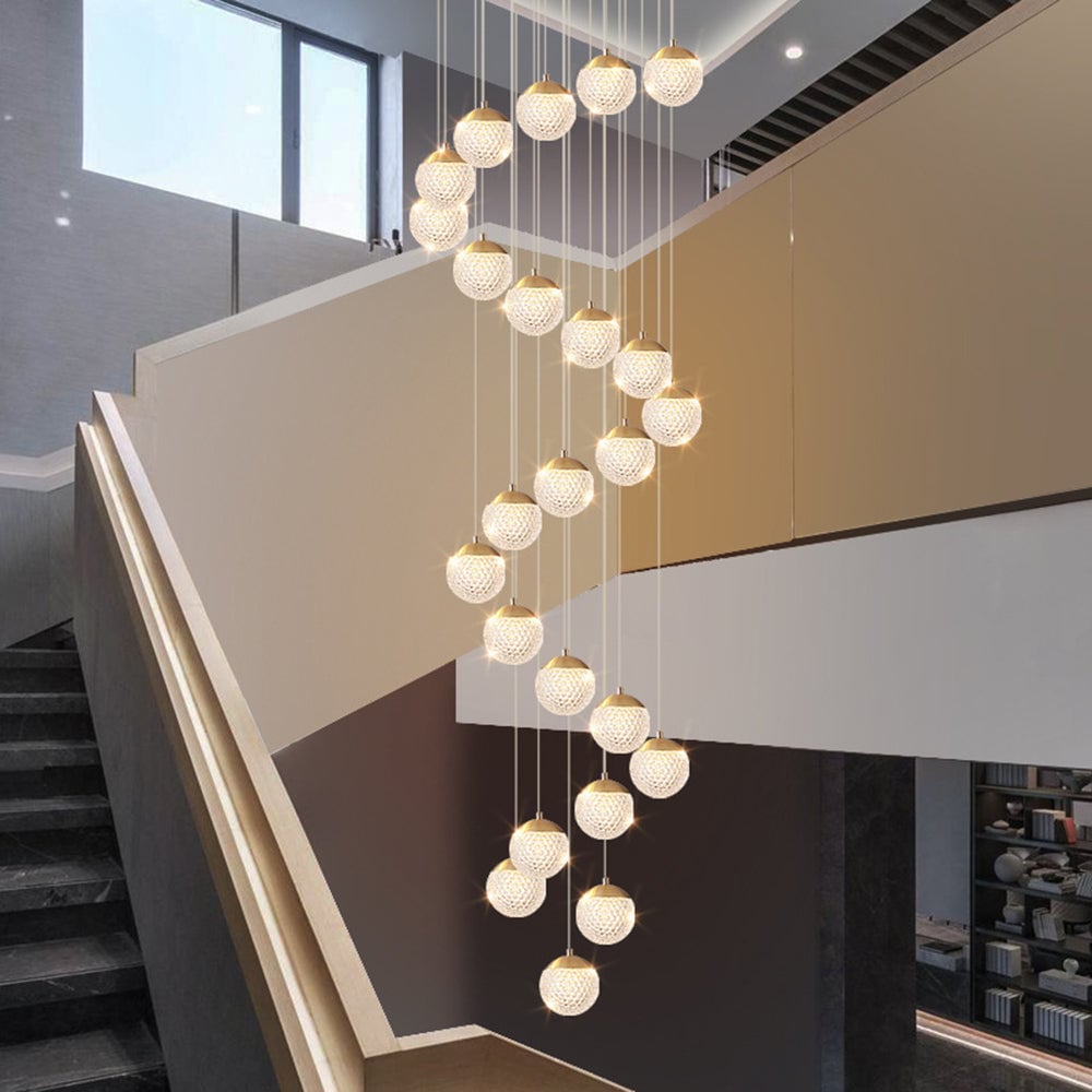 Jibril Multi Staircase Modern Art Deco Pendant Light, Gold - Lumpaz