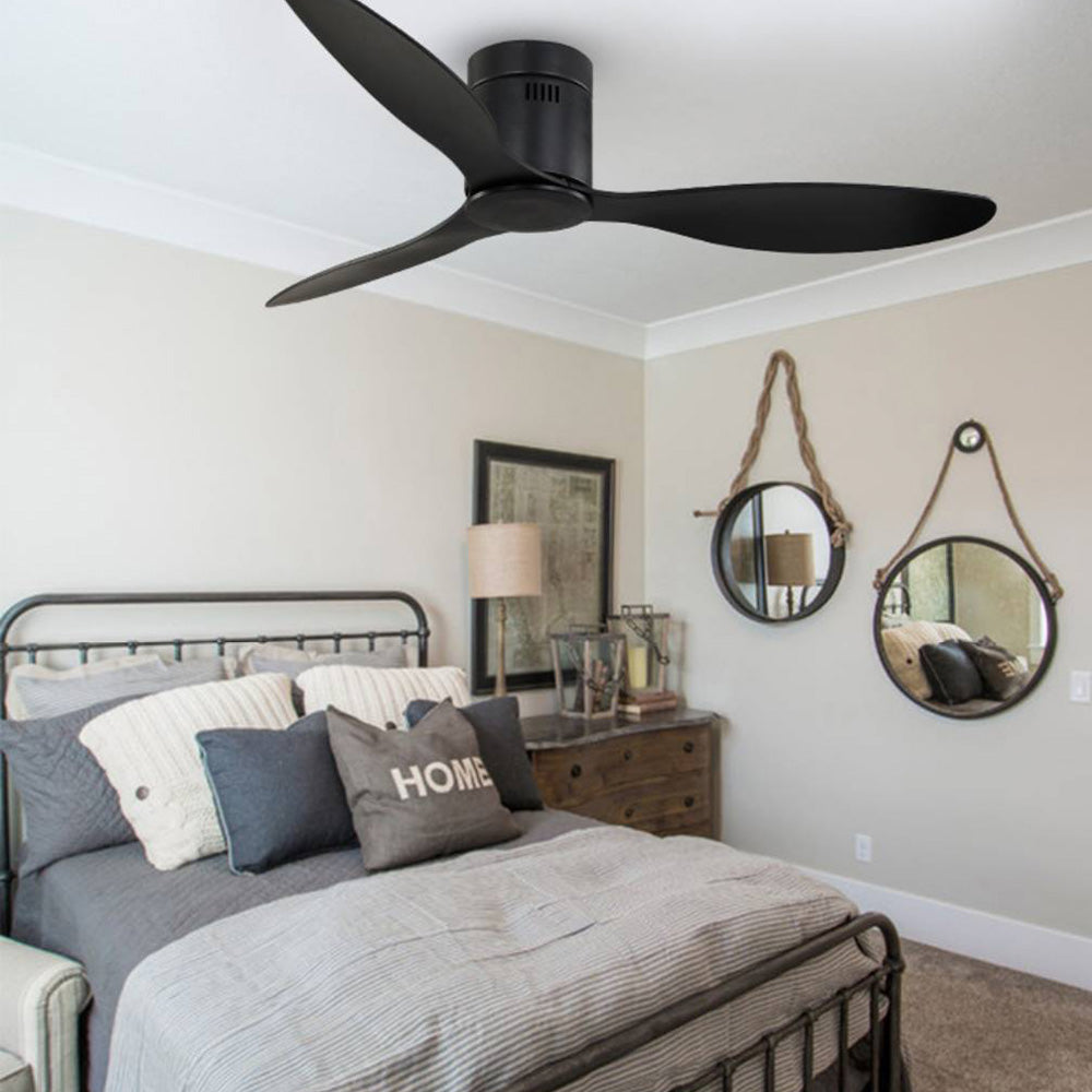 Walters 3-Blade Black Ceiling Fan with Light, 2 Color, DIA 48'' - Lumpaz