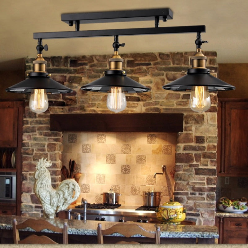 Cooley Retro Metal LED Flush Mount Ceiling Light, Black - Lumpaz