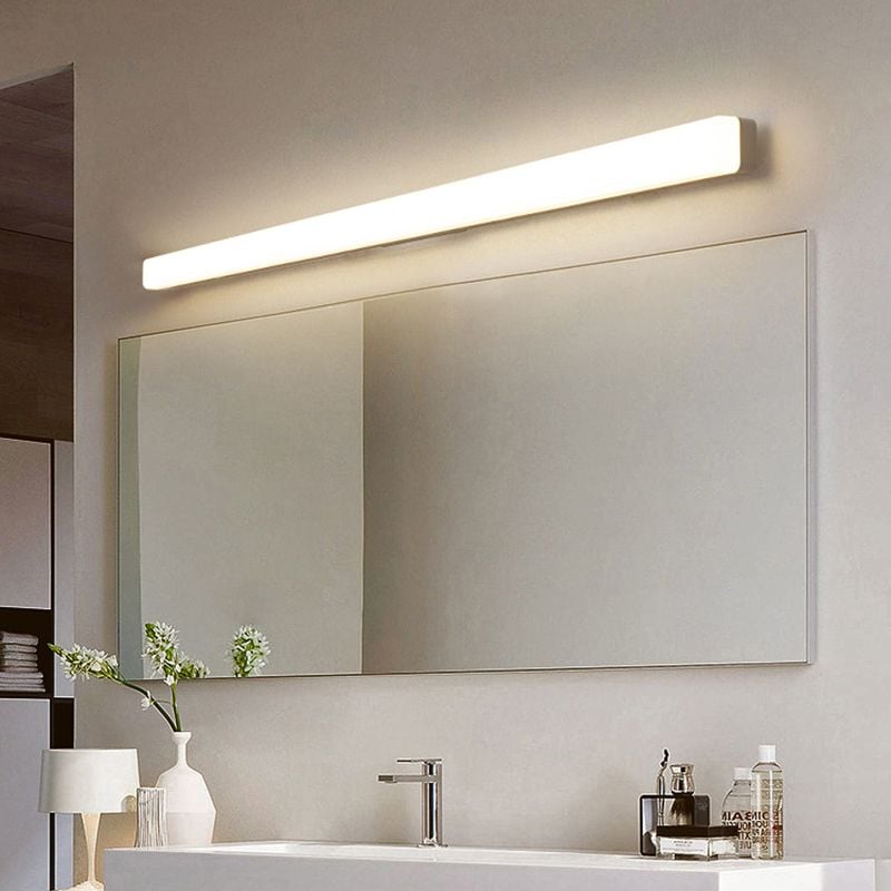 Edge Simple White Bar Mirror Front Vanity Wall Lamp, Acrylic - Lumpaz