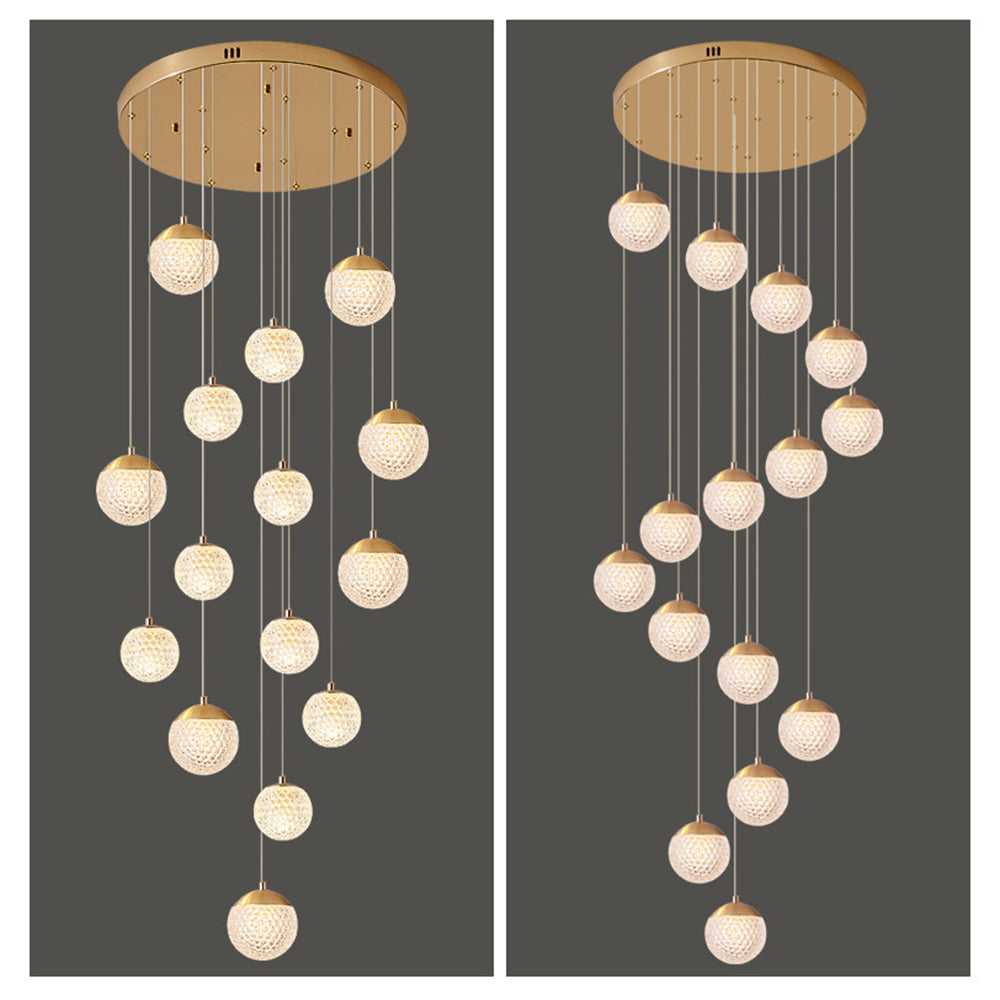 Jibril Multi Staircase Modern Art Deco Pendant Light, Gold - Lumpaz