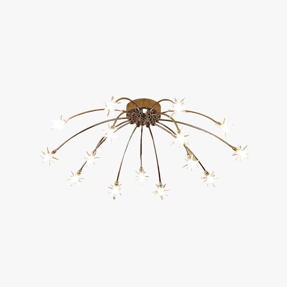 Madina Art Deco Starry Metal/Glass Flush Mount Ceiling Light Black/Gold/Chrome - Lumpaz