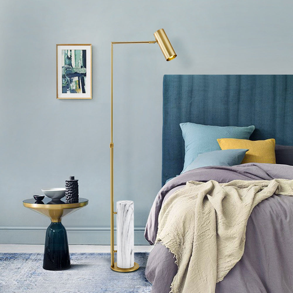 Salgado Minimalistic Gold Floor Lamp, Metal & Marble, Living room - Lumpaz