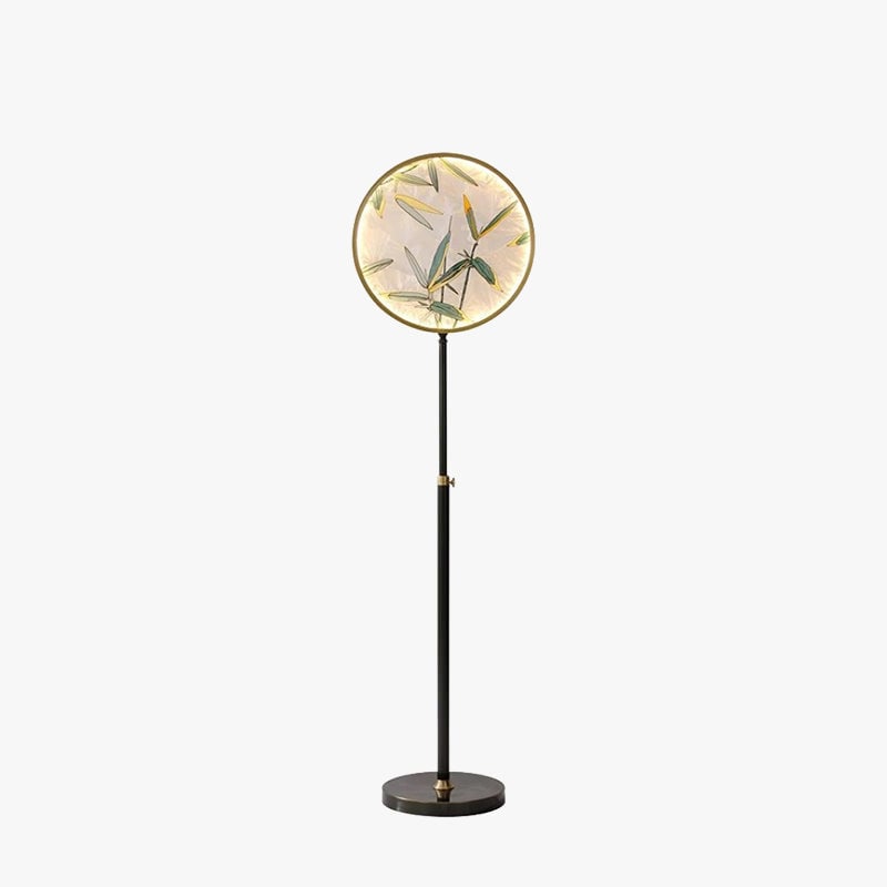 Jade Zen Artistic Circle Floor Lamp, Metal/Glass - Lumpaz