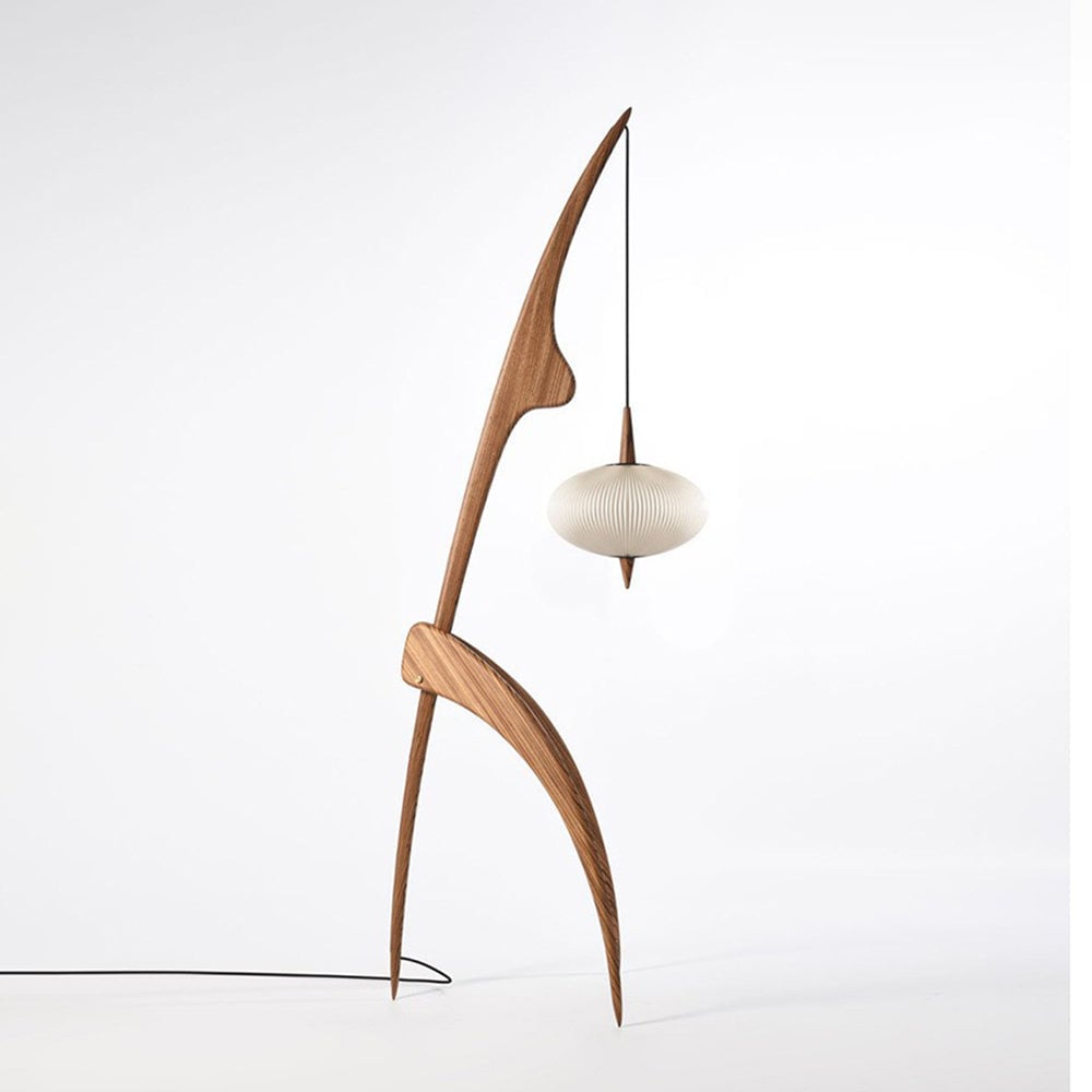 Renée Floor Lamp, Artificial Paper & Wood - Lumpaz